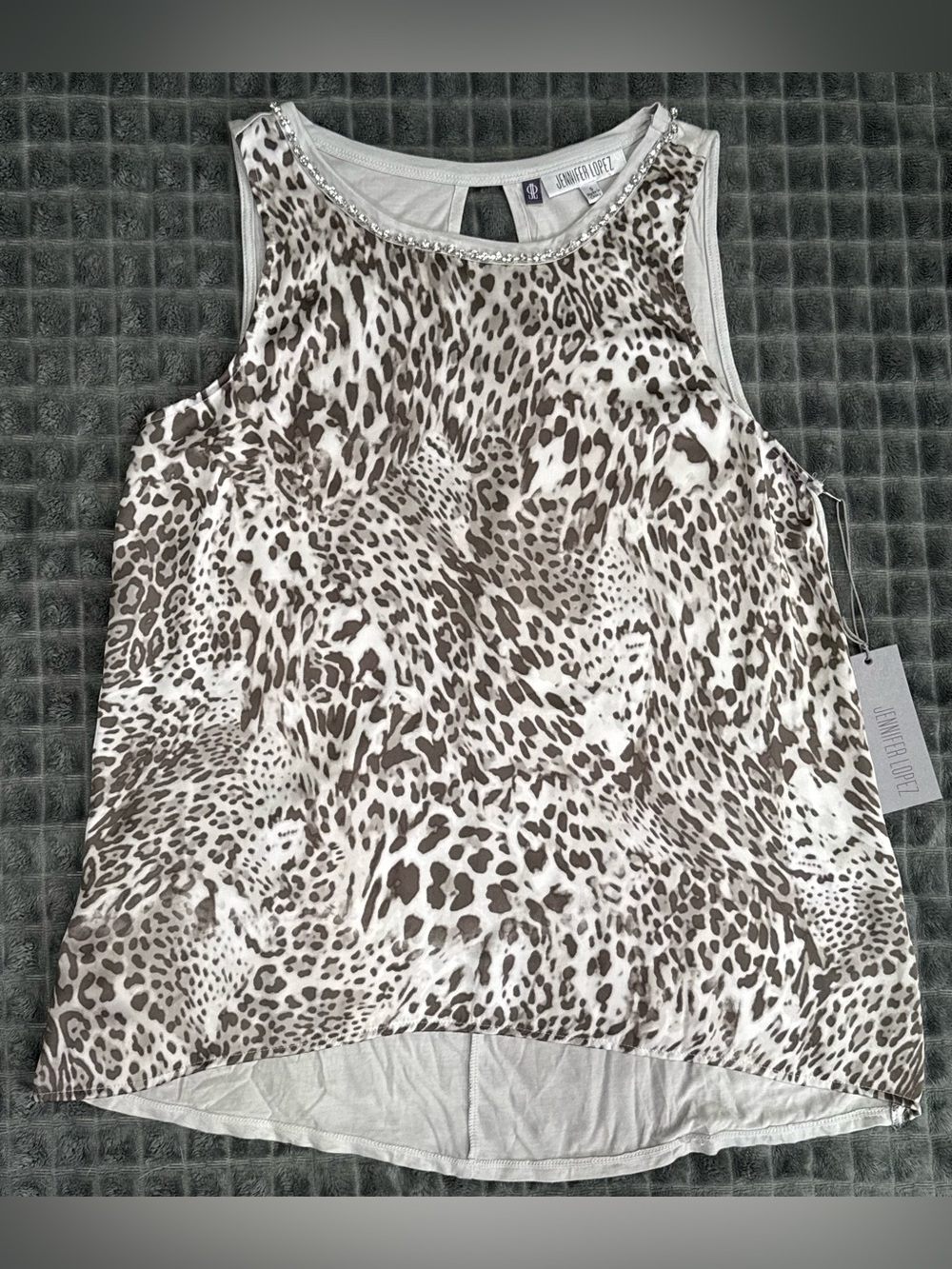 ❤️ NWT Jennifer Lopez S Leopard Print Sleeveless Camisole Cream Gray Animal (B7)